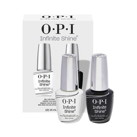 OPI Infinite Shine front packaging showing duo and professional finish benefit