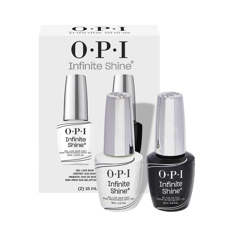 OPI Infinite Shine front packaging showing duo and professional finish benefit