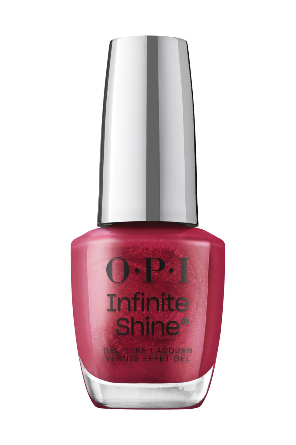 OPI bottle front packaging showing rich burgundy shade and glossy finish benefit