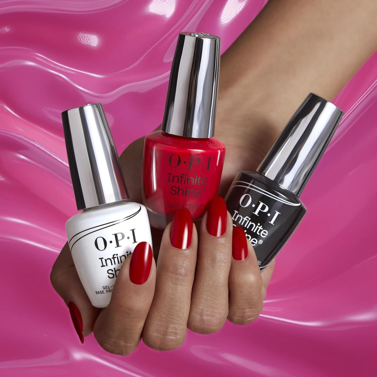 OPI Infinite Shine top coat bottle detail showing intense glossy protection benefit