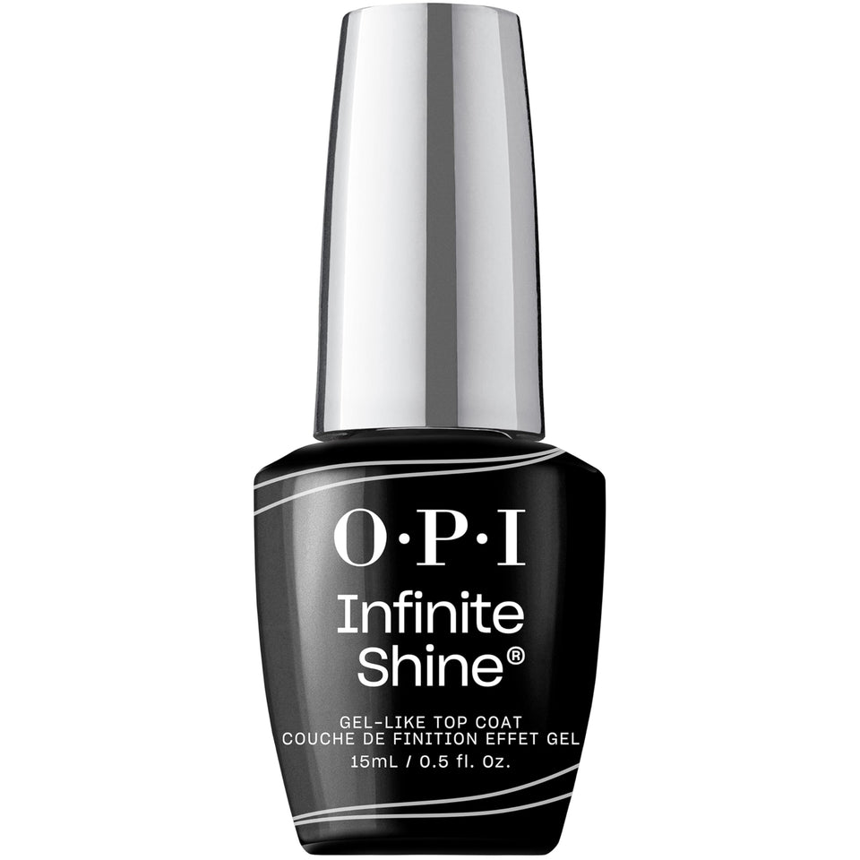 OPI Infinite Shine top coat front bottle showing glossy finish benefit