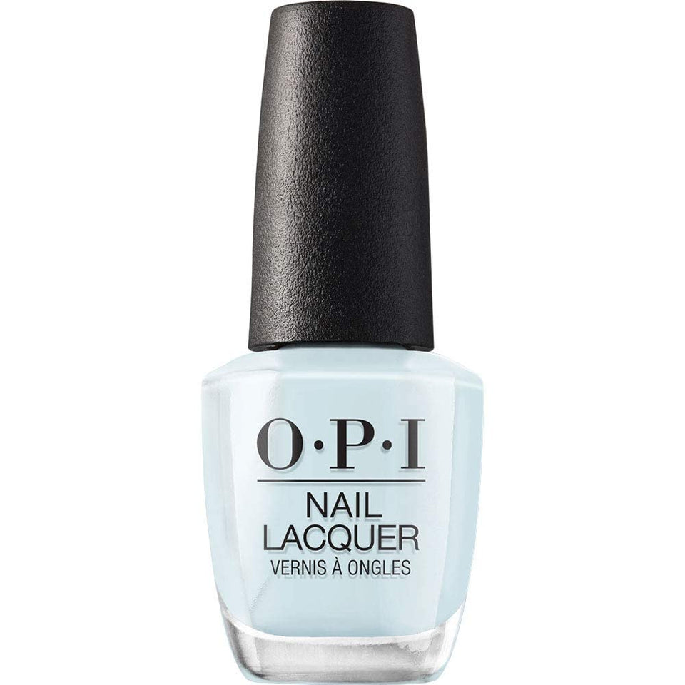 OPI bottle front view showing soft blue shade and glossy finish