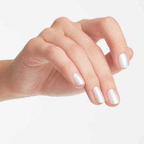 OPI brush applying Kyoto Pearl with smooth stroke for streak-free coverage
