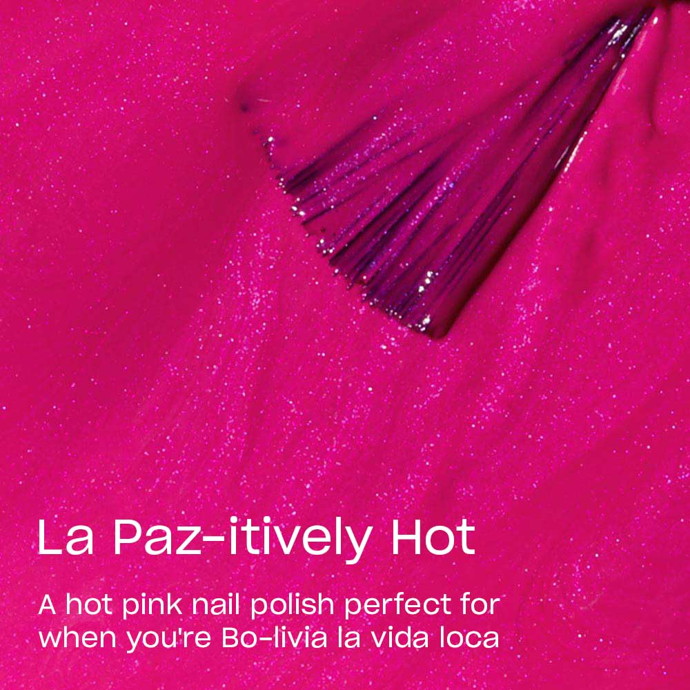 OPI La Paz-itively Hot pro-wide brush delivering smooth even coverage
