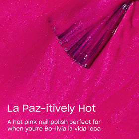 OPI La Paz-itively Hot pro-wide brush delivering smooth even coverage