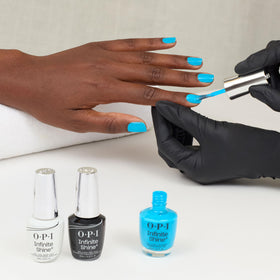 OPI label close-up showing ingredients and vegan badge for ethical choice