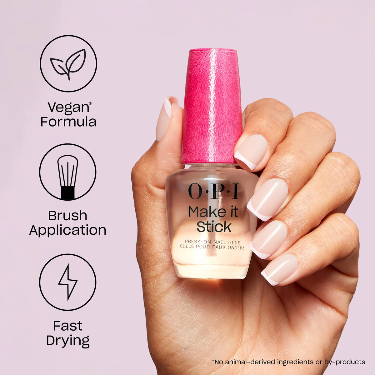 OPI brush applicator detail for precise glue placement and mess-free control