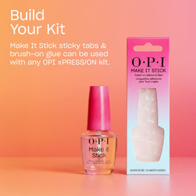 OPI glue in a lifestyle manicure setting, professional-looking press-on results