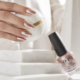 OPI metallic composition on bridal nails in lifestyle scene showing subtle elegance and long-lasting wear