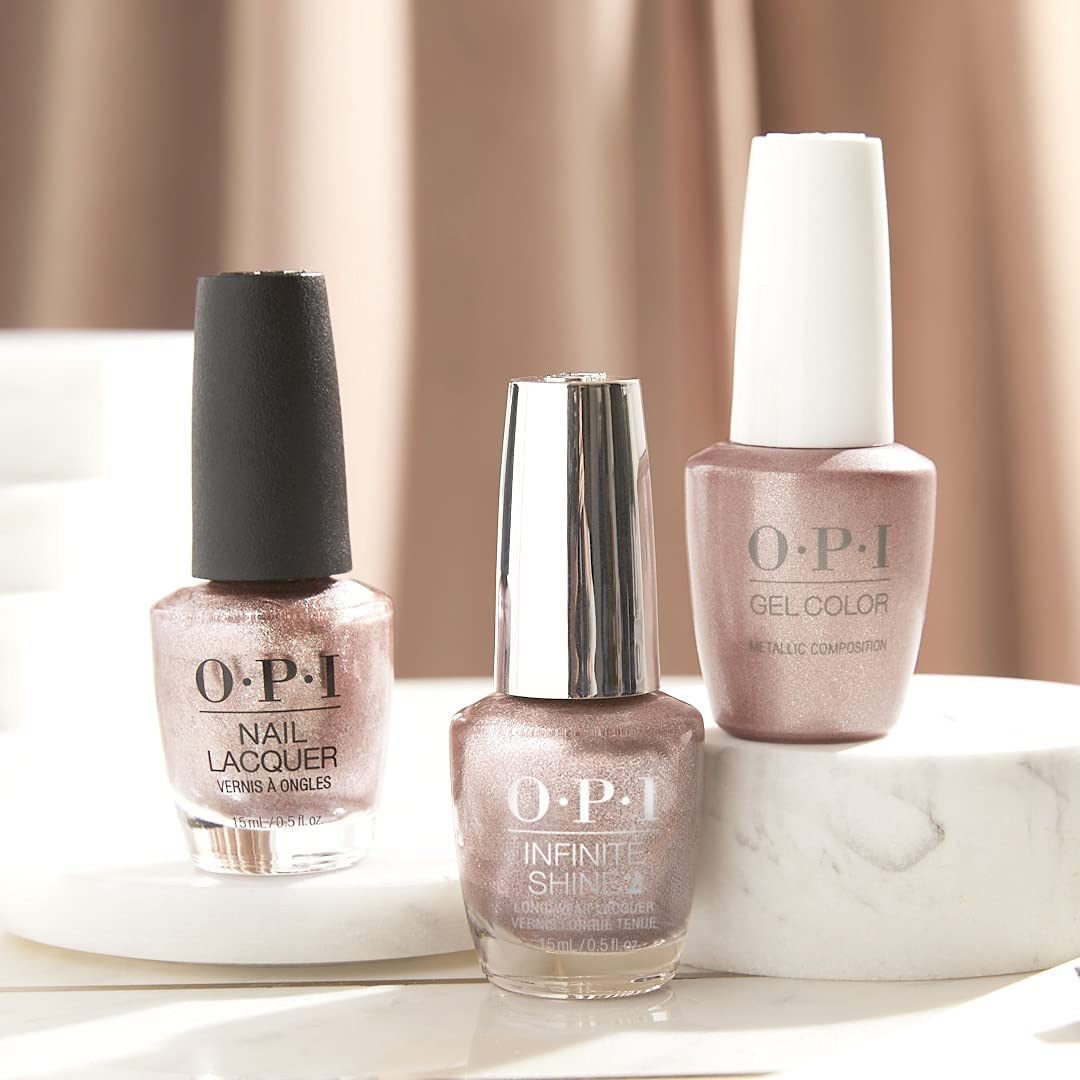 OPI nail swatch on hand showing wearable rose-gold sheen and flattering everyday glamour