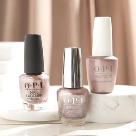 OPI nail swatch on hand showing wearable rose-gold sheen and flattering everyday glamour