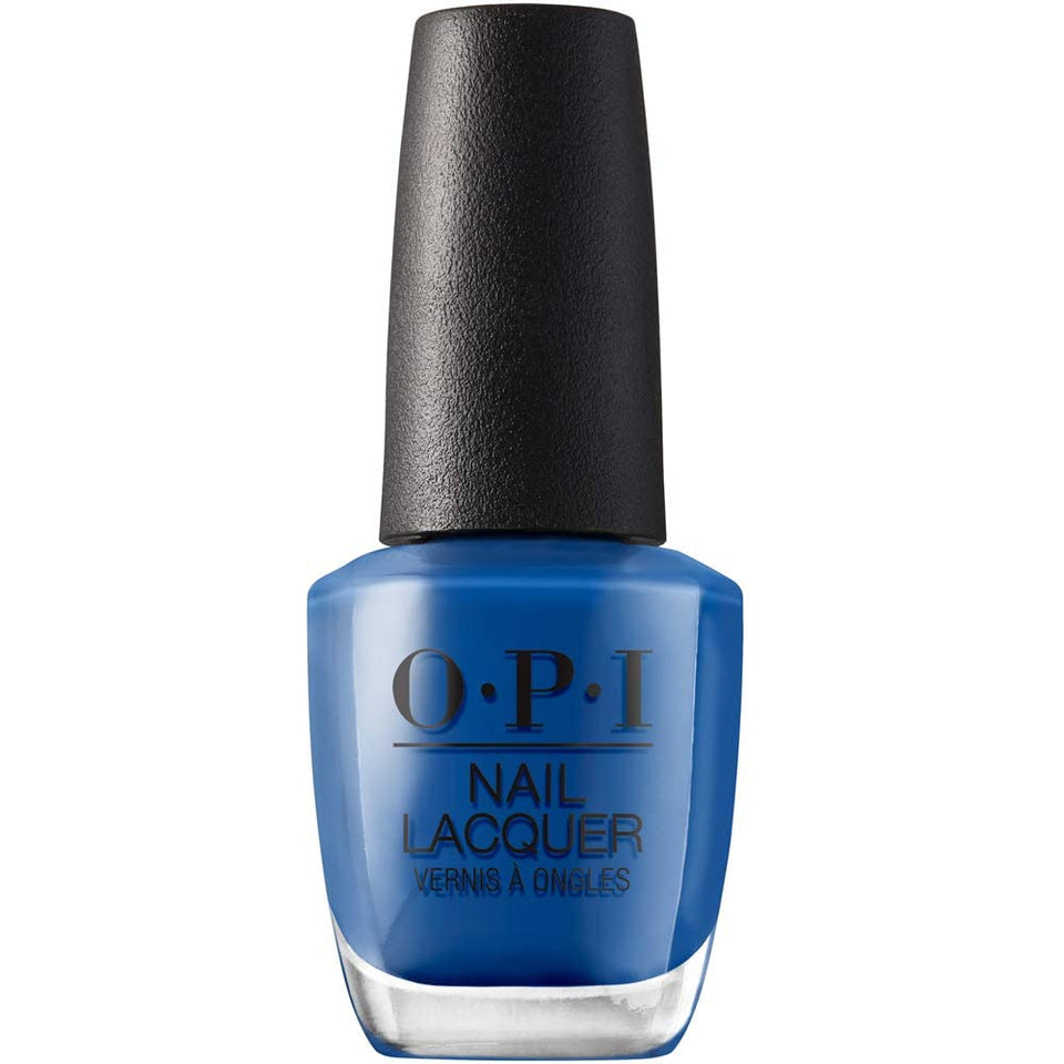 OPI bottle front view showing Mi Casa Es Blue Casa vibrant color and finish
