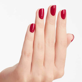 OPI brush stroke close-up displaying Miami Beet texture and smooth application benefit