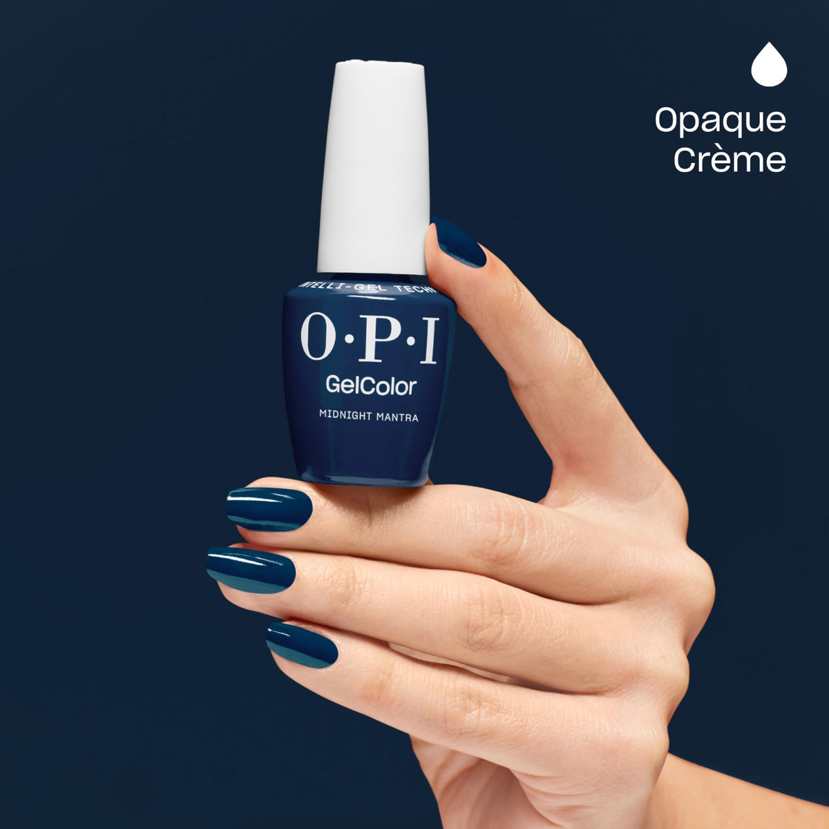 OPI bottle label detail highlighting product name and formulation benefit transparency