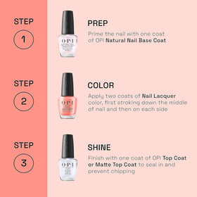 OPI finished manicure with high-shine surface for glossy salon effect