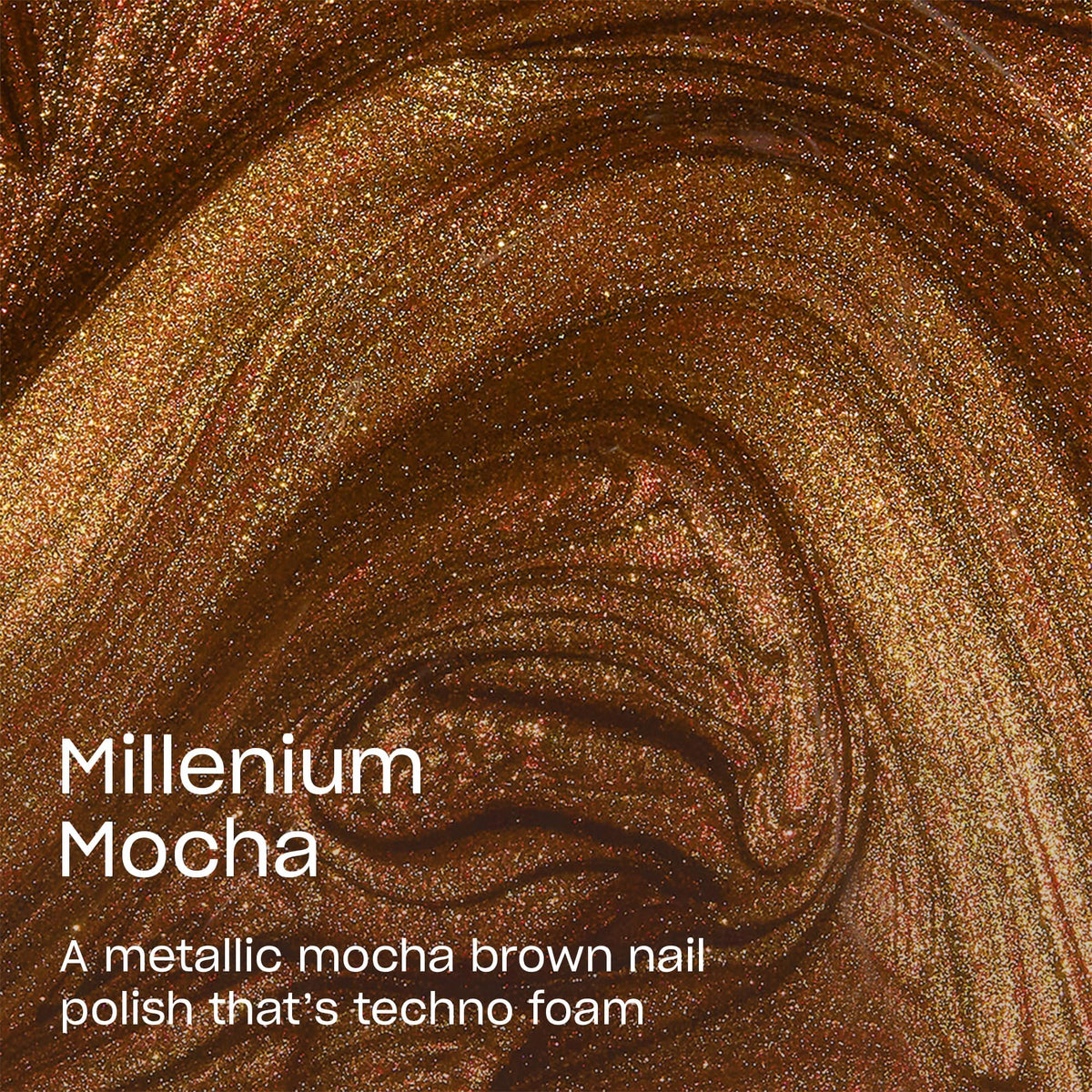 Close-up of Millennium Mocha metallic finish highlighting OPI shimmer and reflective depth
