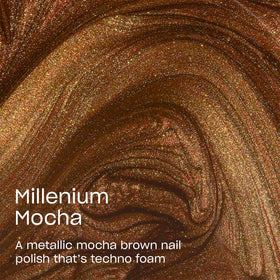 Close-up of Millennium Mocha metallic finish highlighting OPI shimmer and reflective depth