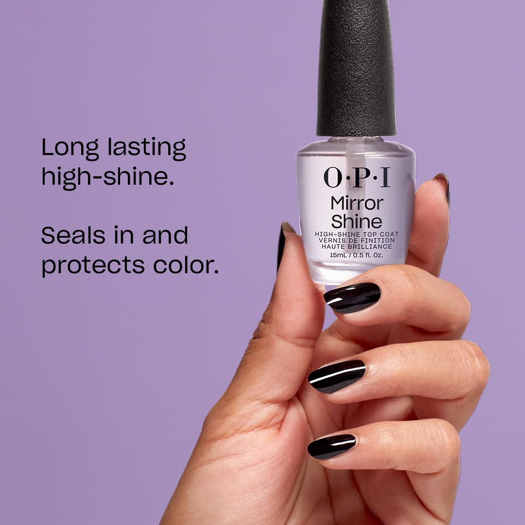 Close-up of mirror shine on nail highlighting reflective gloss benefit