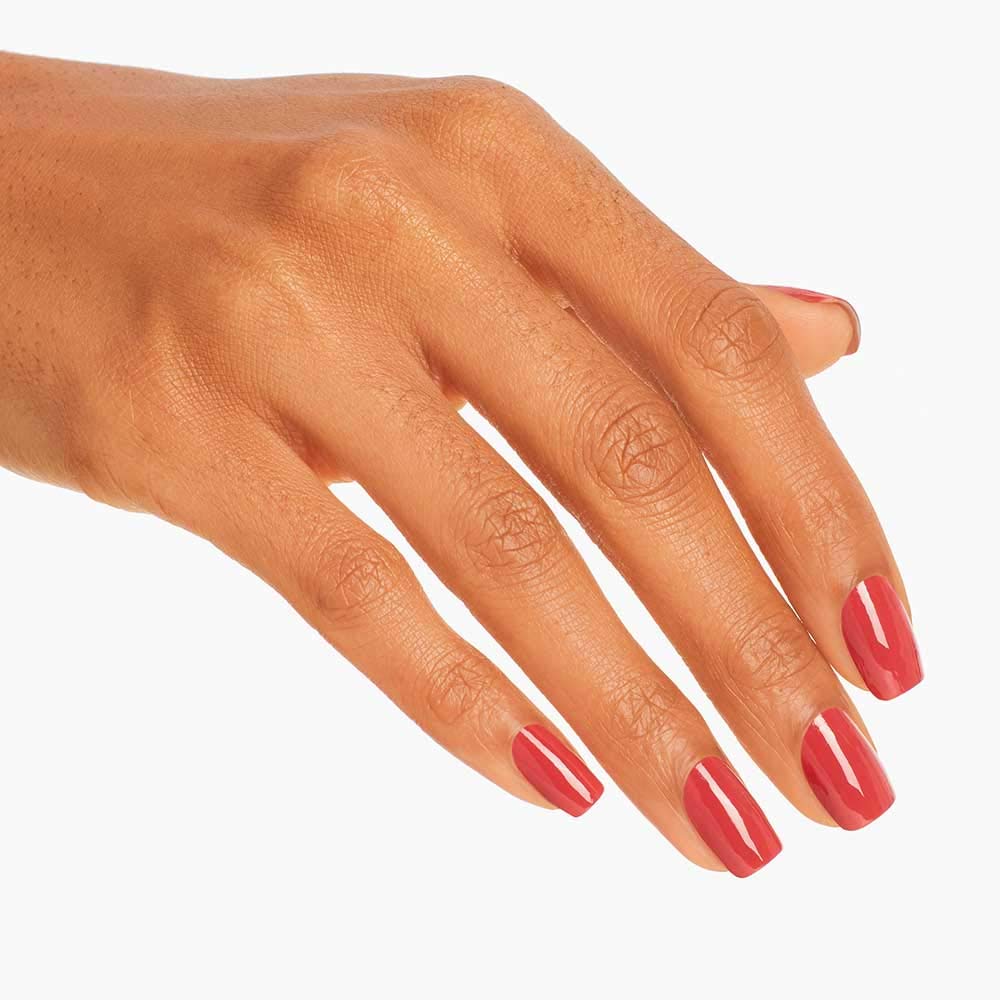 OPI applied on fingernails showing high-shine finish and chip resistance
