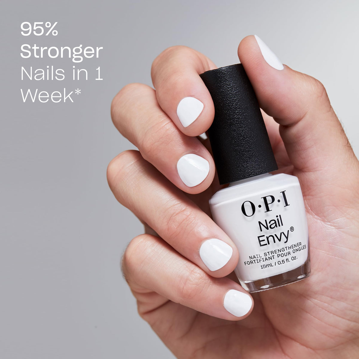 OPI Nail Envy Alpine Snow brush applying a smooth coat for even coverage benefit