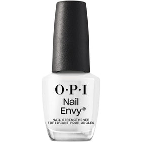 OPI Nail Envy Alpine Snow bottle front view showing creamy white finish and brand benefit