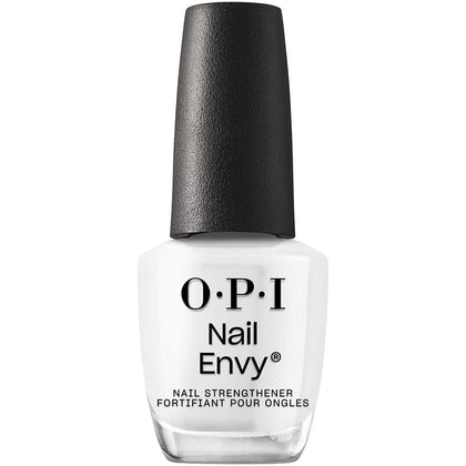 OPI Nail Envy Alpine Snow bottle front view showing creamy white finish and brand benefit
