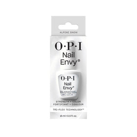 OPI Nail Envy Alpine Snow worn in a lifestyle manicure showing natural-looking strengthened nails benefit
