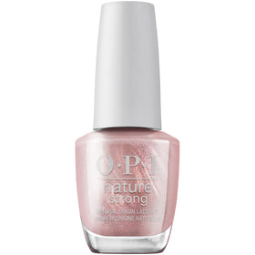 OPI bottle front view showing Intentions are Rose Gold and glossy finish benefit