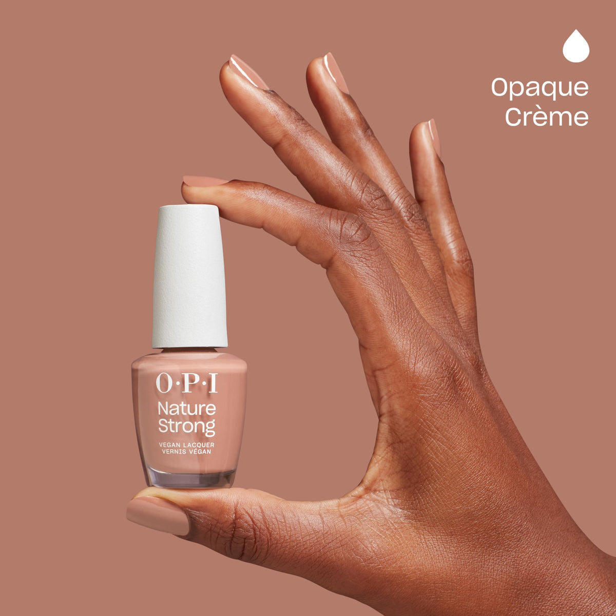 OPI bottle placed on soil backdrop evoking natural inspiration and origin