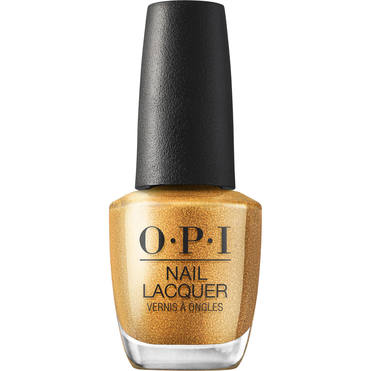 OPI Nougat by Nature bottle front view showing warm gold finish and shine