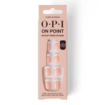 OPI front packaging showing Fluent in French set and included glue benefit instant salon look