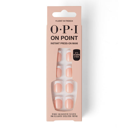 OPI front packaging showing Fluent in French set and included glue benefit instant salon look
