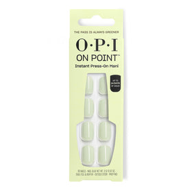 OPI front packaging showing bold green press-on tips and branding for quick application