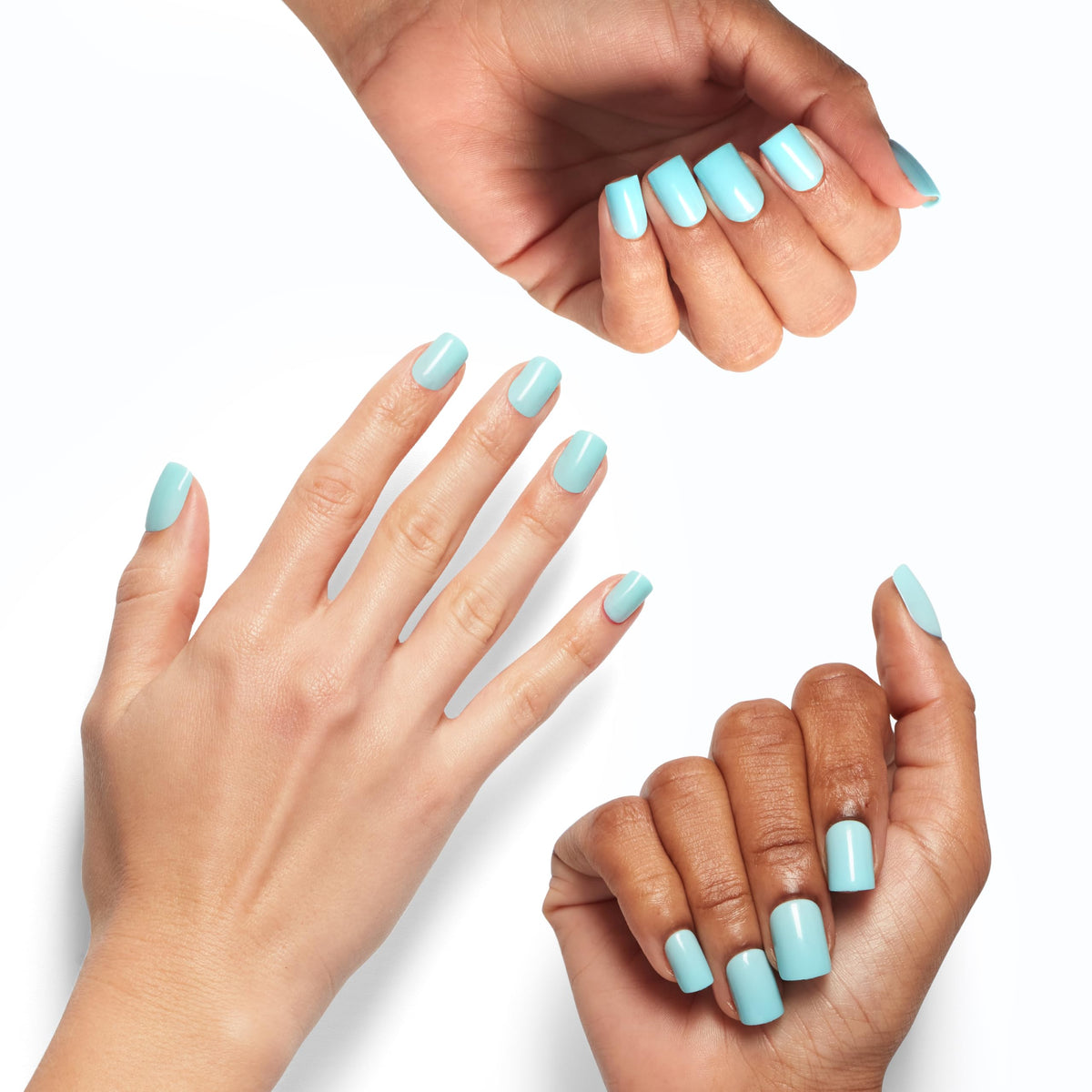 OPI press-on application with glue being pressed on nails for secure, long-lasting hold