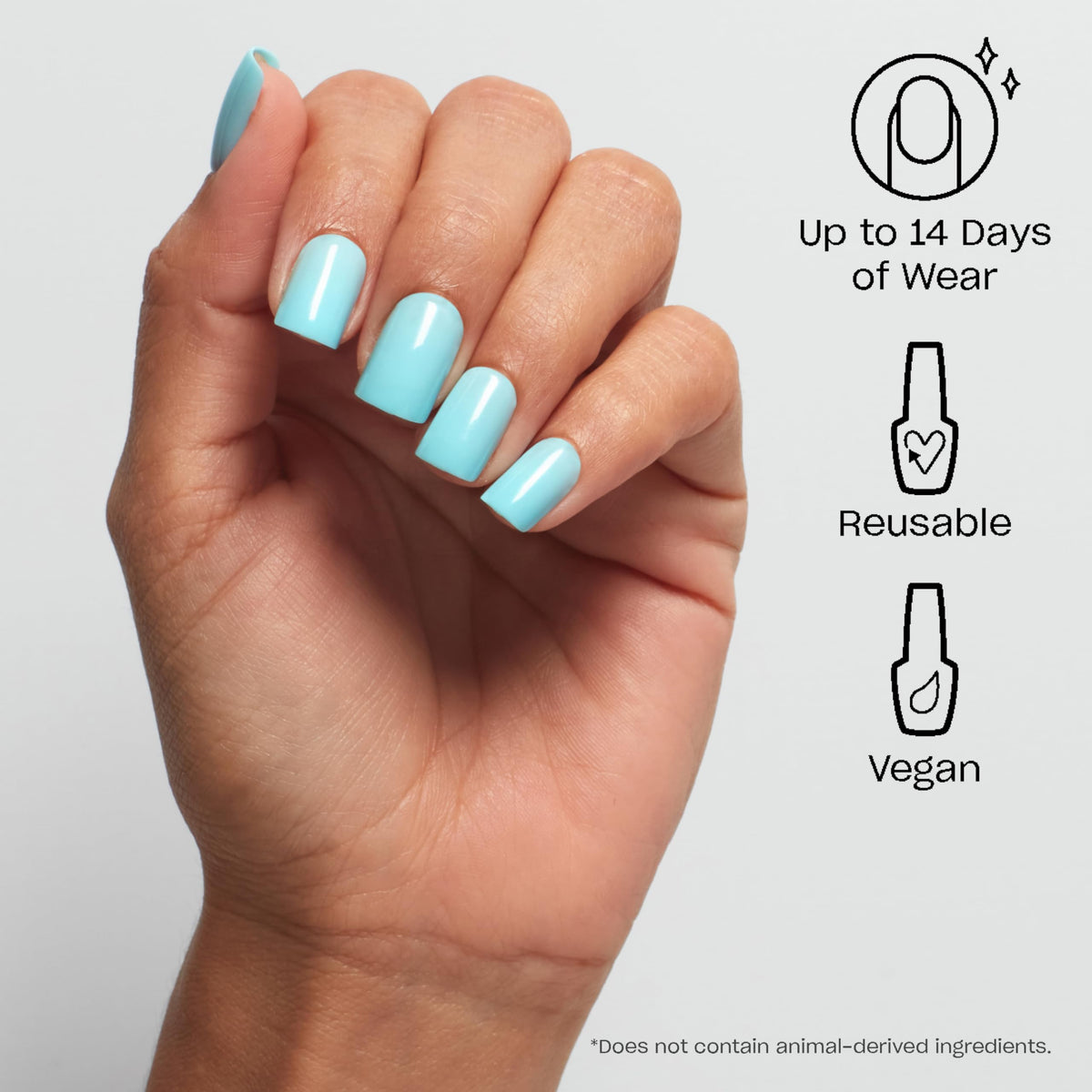 OPI close-up of single squoval tip showing smooth finish and chip-resistant benefit