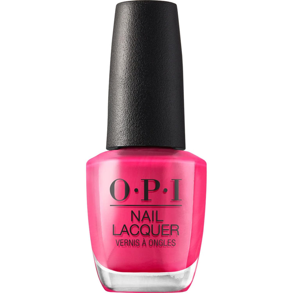 OPI Pink Flamenco front bottle showing glossy hot-pink shade and brand identity