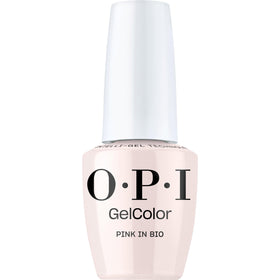 OPI Pink in Bio bottle front showing muted blush color and glossy benefit
