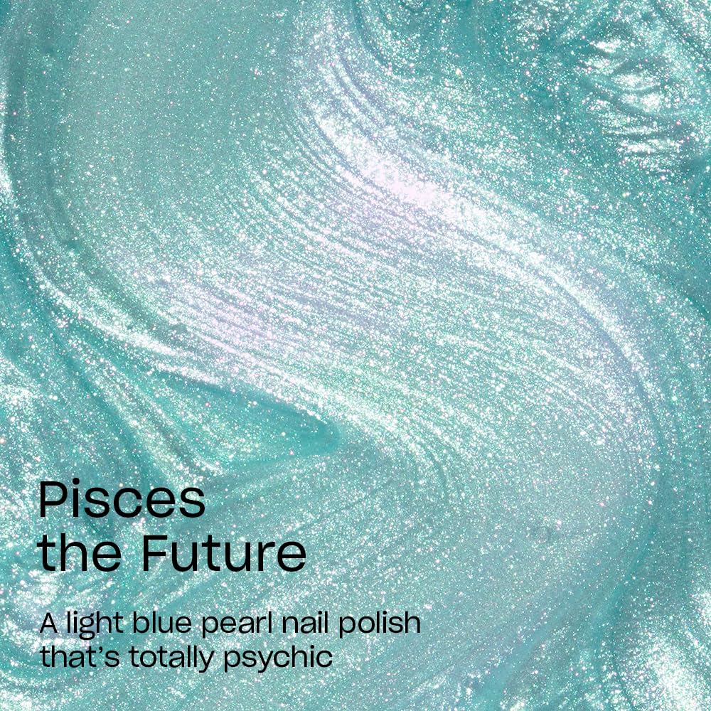 OPI swatch on hand demonstrating Pisces the Future soft blue pearl and wearable look