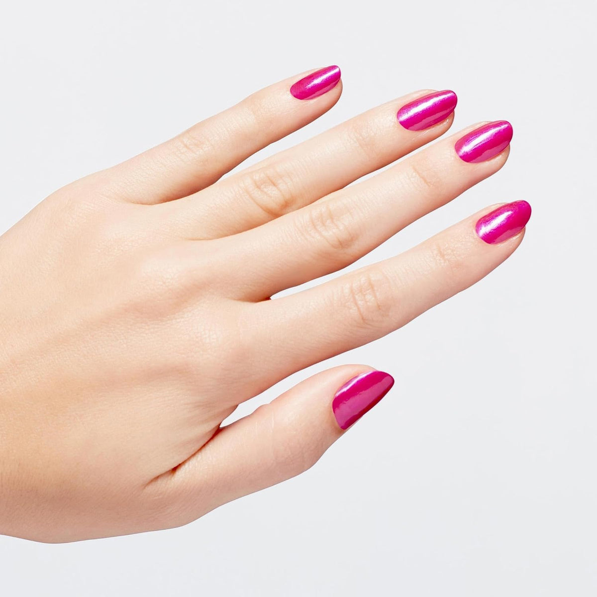 Fingers painted with OPI Pompeii Purple showing opaque finish and salon gloss