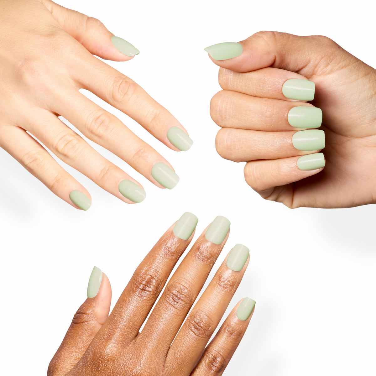 OPI press-on applied to natural nail demonstrating fast, secure at-home application