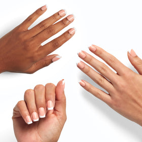 OPI hand applying press-on nail demonstrates easy use and quick salon-quality results