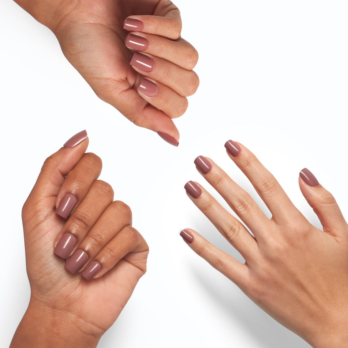 OPI press-on nails worn on hands demonstrating natural short squoval fit and polish