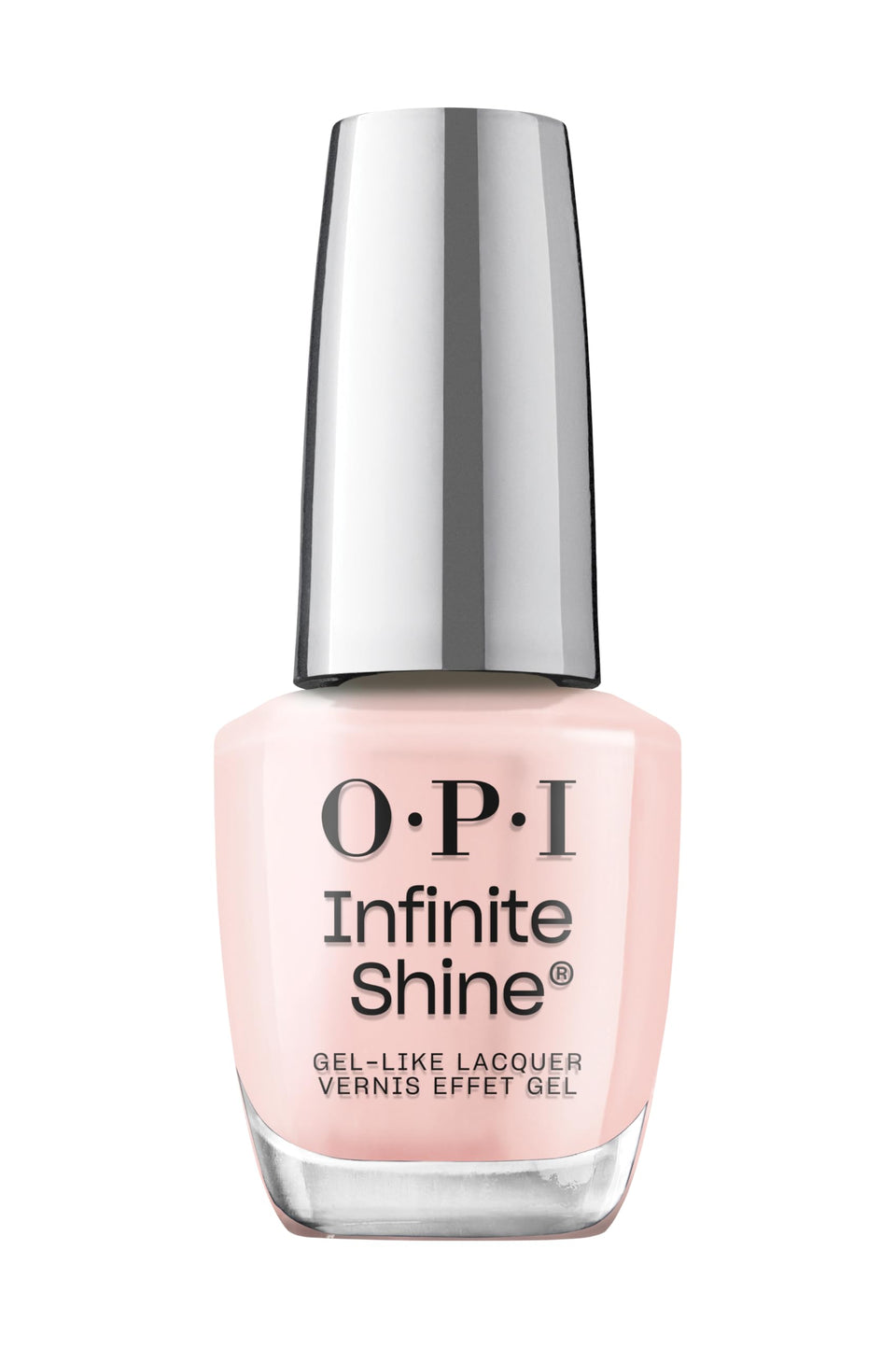 OPI bottle front view showing soft pink shade and glossy finish benefit