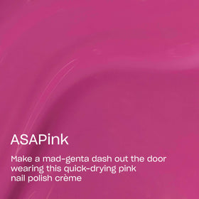 OPI swatch of ASAPink on white card illustrating opaque bright pink crème finish