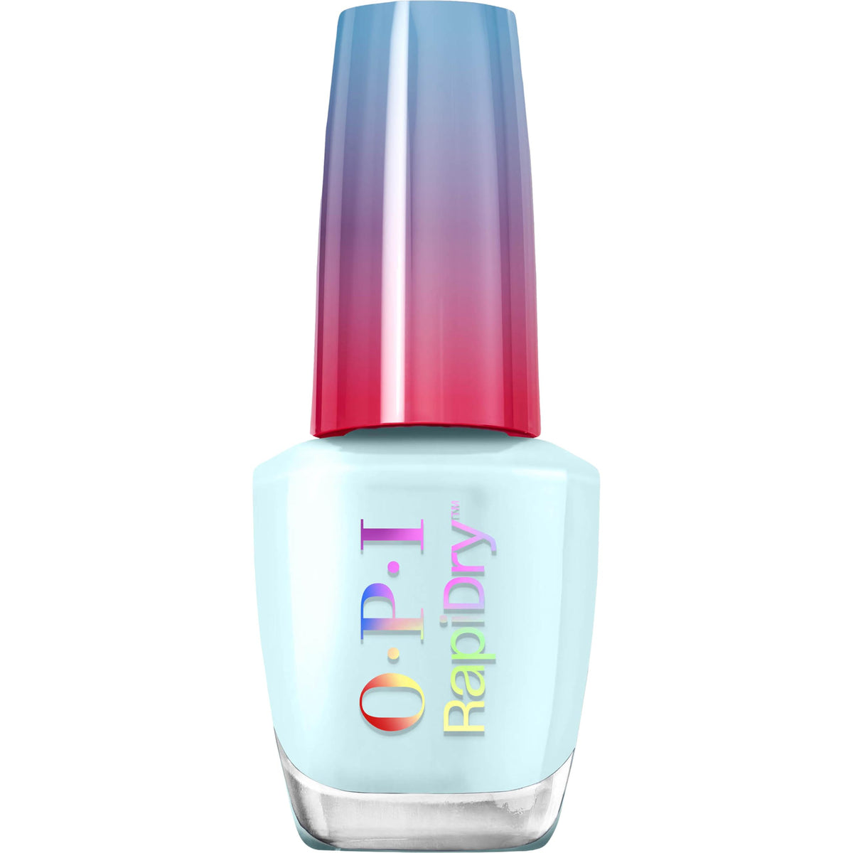 OPI bottle front packaging showing baby blue shade and quick-dry benefit