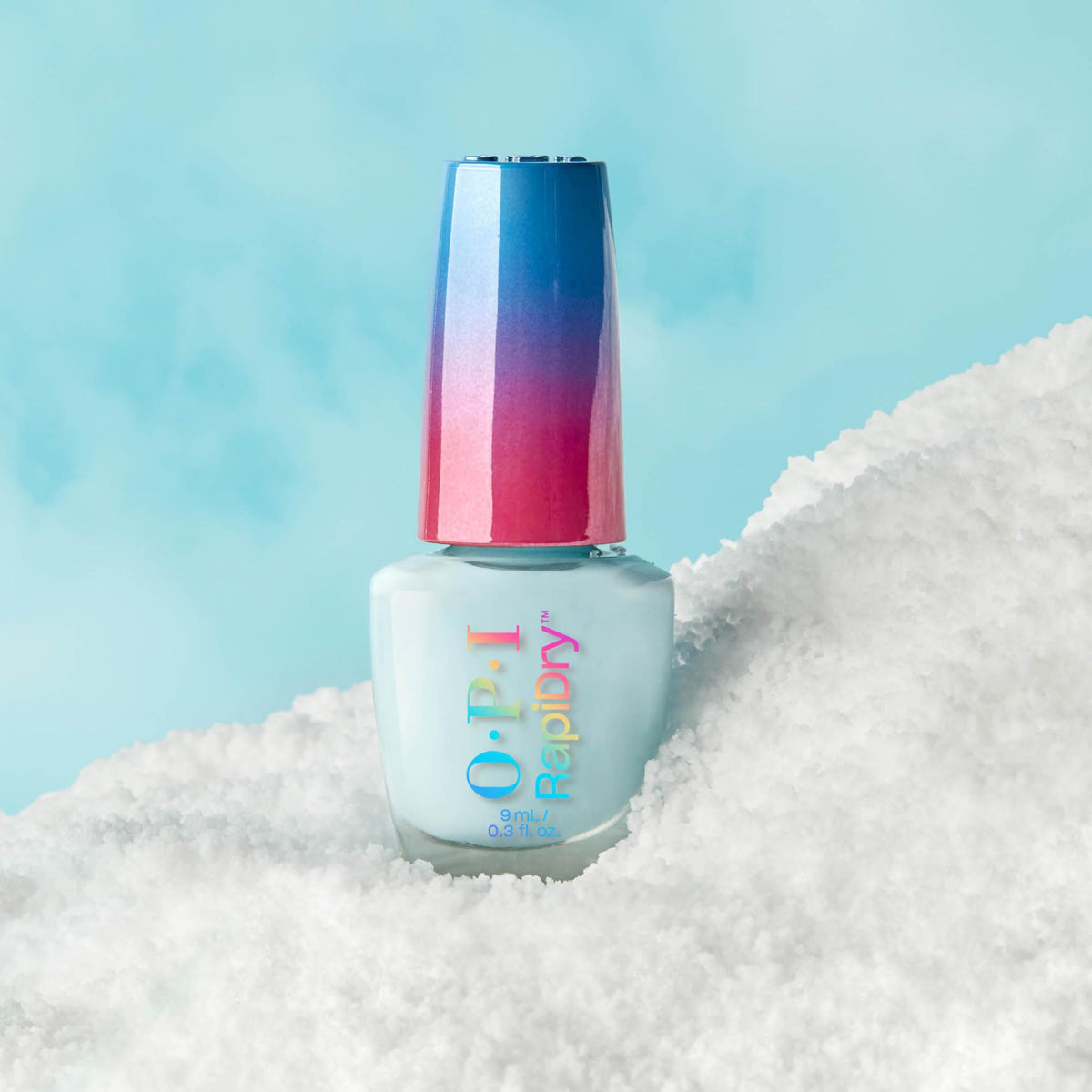 OPI polish on nails in a winter setting showing holiday-ready color