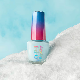OPI polish on nails in a winter setting showing holiday-ready color