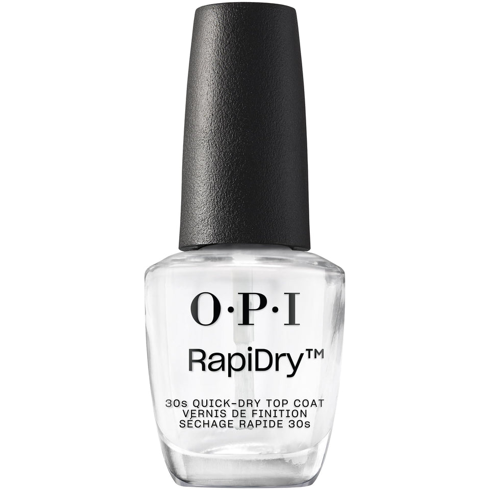 OPI RapiDry front bottle showing label and glossy finish benefit