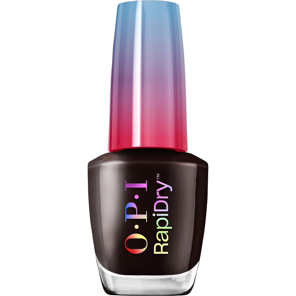 OPI bottle front view showing hi, speed! dark brown crème and brand clarity
