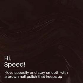 OPI swatch on fingernails demonstrating opaque dark brown coverage and shine